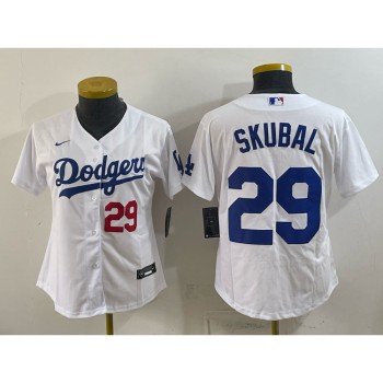 Women's Los Angeles Dodgers #29 Tarik Skubal White Cool Base Stitched Baseball Jersey