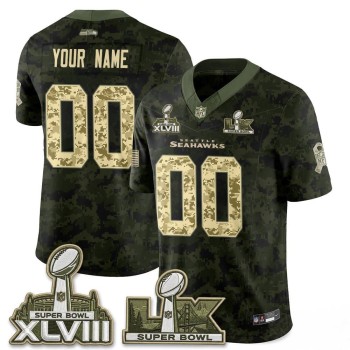 Men's Seattle Seahawks Camo 2026 Salute to Service Edition Vapor F.U.S.E. Limited Custom Jersey
