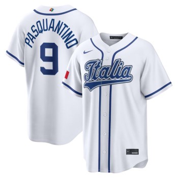Men's Italy Baseball #9 Vinnie Pasquantino Nike White 2026 World Baseball Classic Home Stadium Jersey