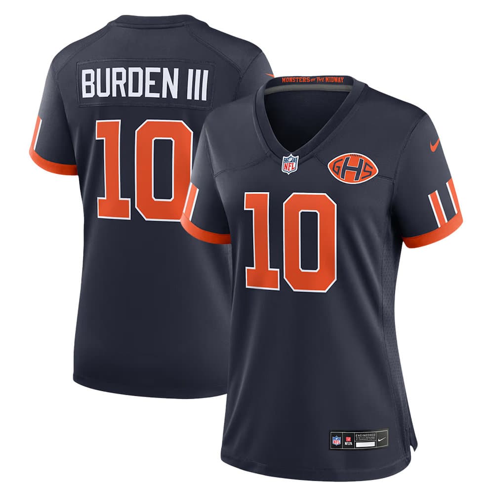 Women's Chicago Bears #10 Luther Burden III Navy 2026 Rivalries Collection Game Jersey