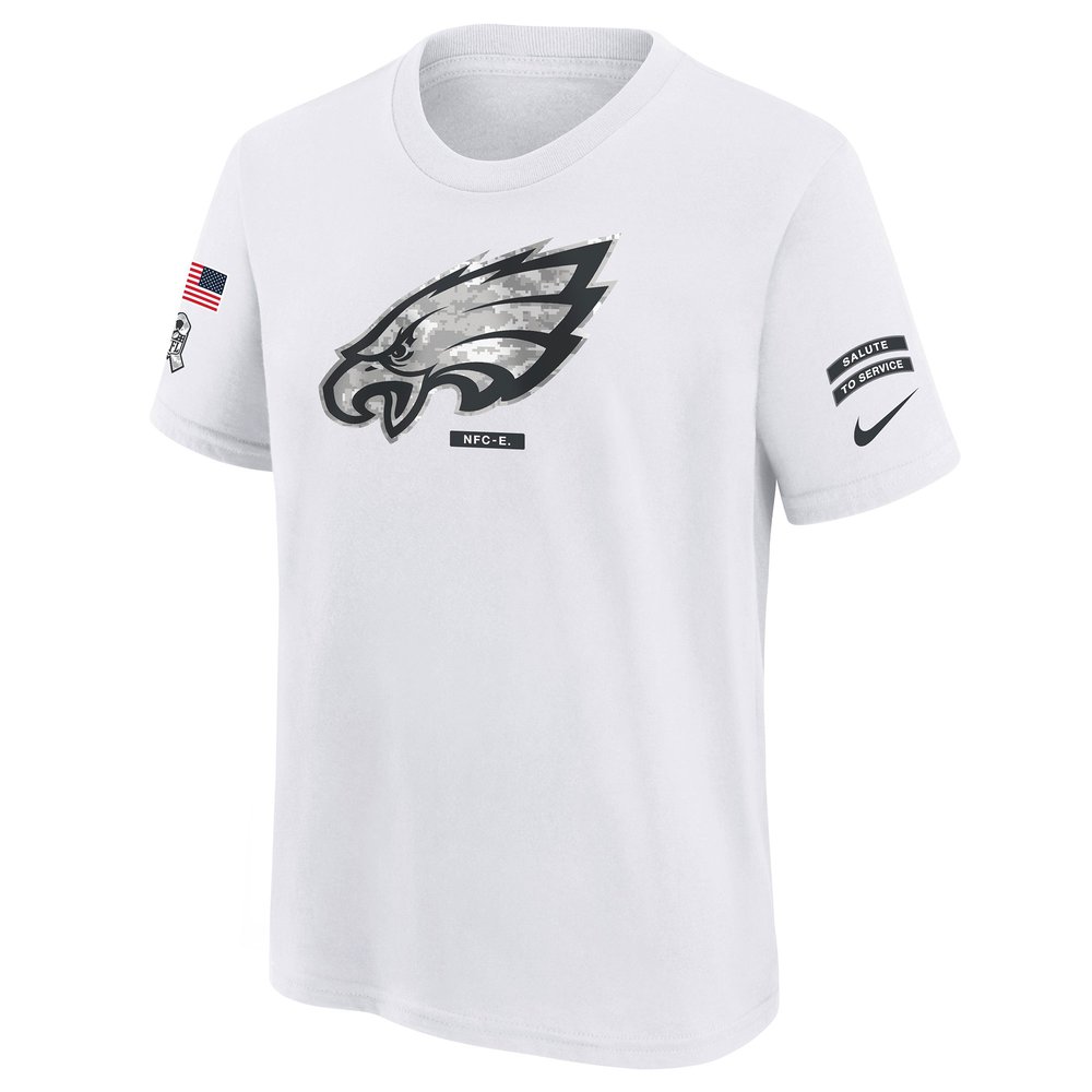 Youth Philadelphia Eagles White 2024 Salute To Service T-Shirt