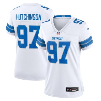 Women's Detroit Lions #97 Aidan Hutchinson White Game Jersey Women's Detroit Lions #97 Aidan Hutchinson White Game Jersey