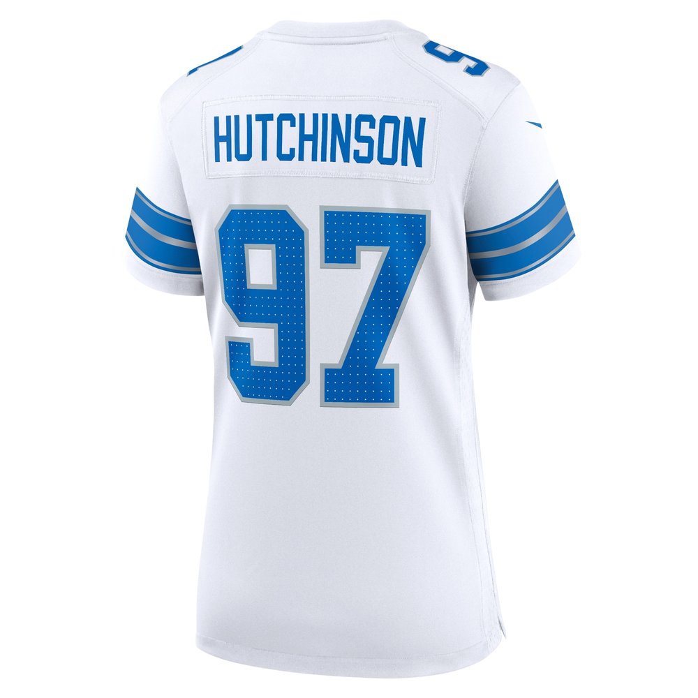 Women's Detroit Lions #97 Aidan Hutchinson White Game Jersey