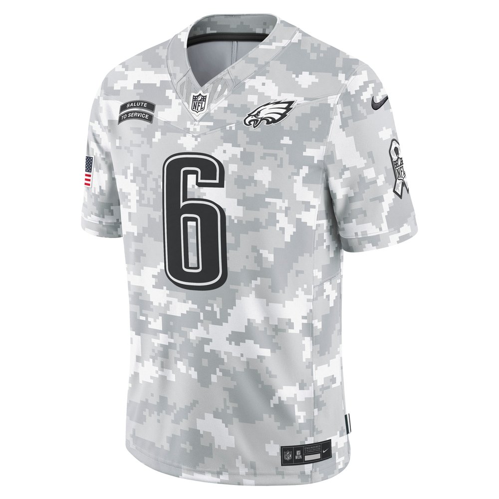 Men's Philadelphia Eagles #6 DeVonta Smith Arctic Camo 2024 Salute to Service Limited Jersey Men's Philadelphia Eagles #6 DeVonta Smith Arctic Camo 2024 Salute to Service Limited Jersey