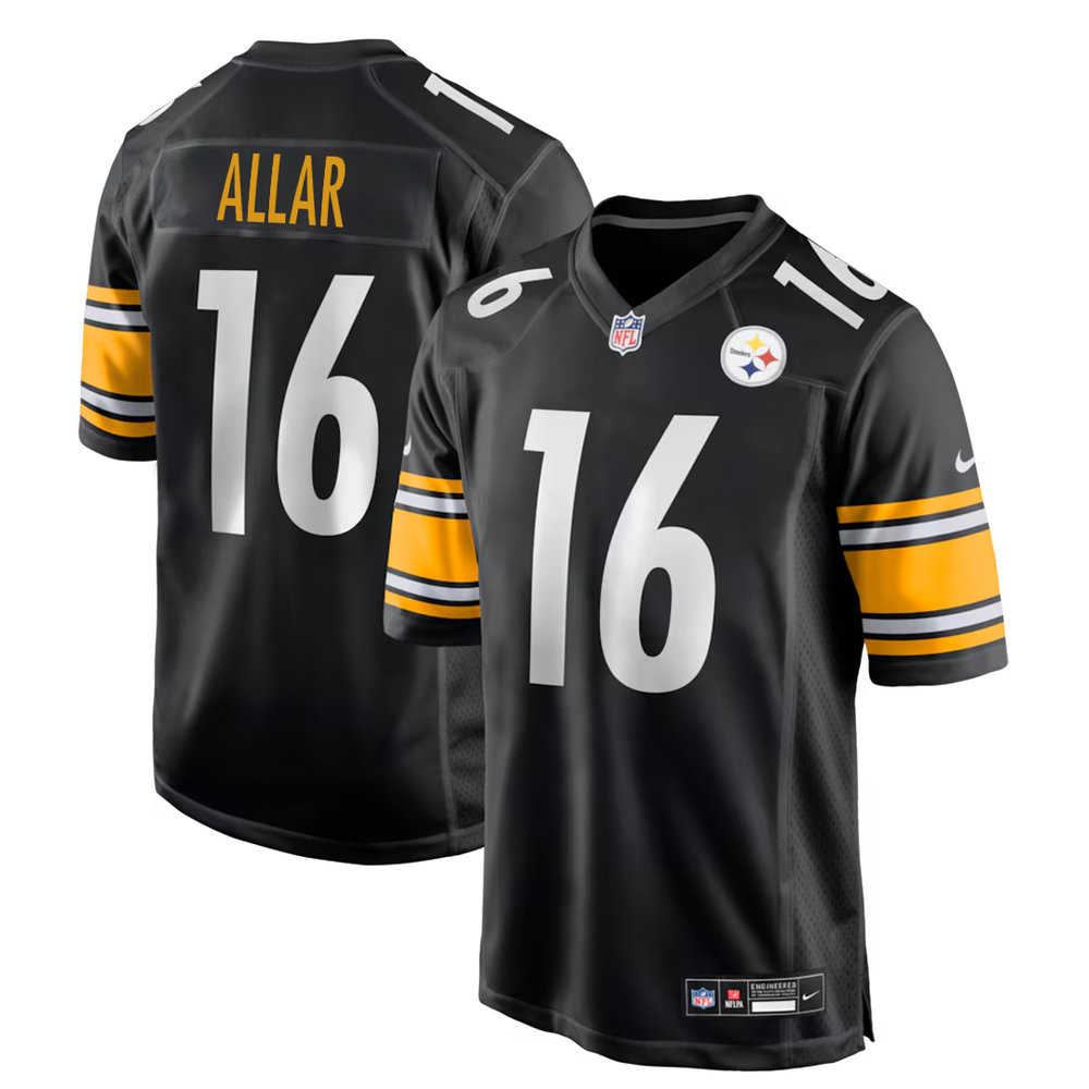 Men's Pittsburgh Steelers #16 Drew Allar Black 2026 NFL Draft Game Jersey