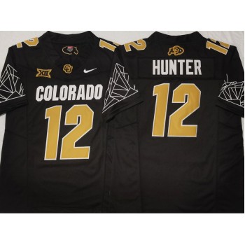 Men's Colorado Buffaloes Black #12 Hunter Stitched Jersey