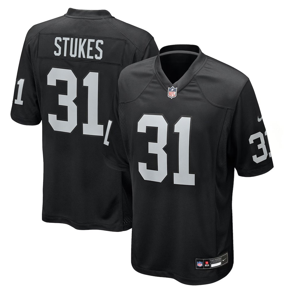 Men's Las Vegas Raiders #31 Treydan Stukes Black 2026 NFL Draft Game Jersey