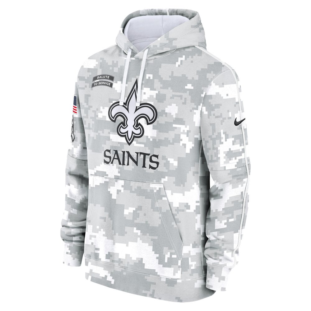 Men's New Orleans Saints Arctic Camo 2024 Salute to Service Club Fleece Pullover Hoodie Men's New Orleans Saints Arctic Camo 2024 Salute to Service Club Fleece Pullover Hoodie