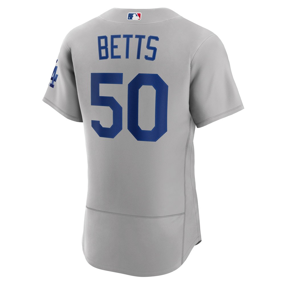Men's Los Angeles Dodgers #50 Mookie Betts Gray 2024 World Series Alternate Authentic Player Jersey