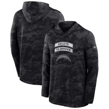 Men's Los Angeles Chargers Black 2026 Salute to Service Sideline Lightweight Dri-FIT Long Sleeve Top Hoodie