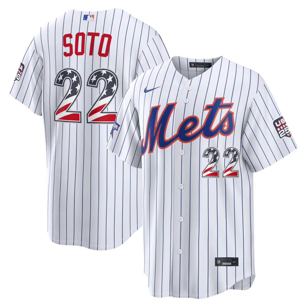 Men's New York Mets #22 Juan Soto Nike White 2026 All-Star Edition Stars & Stripes Stadium Jersey
