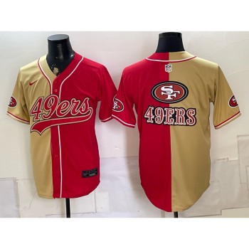 Men's San Francisco 49ers Red Split Cool Base Stitched Baseball Jersey