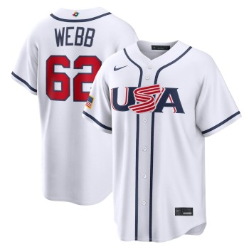 Youth USA Baseball #62 Logan Webb White 2026 World Baseball Classic Home Stadium Jersey