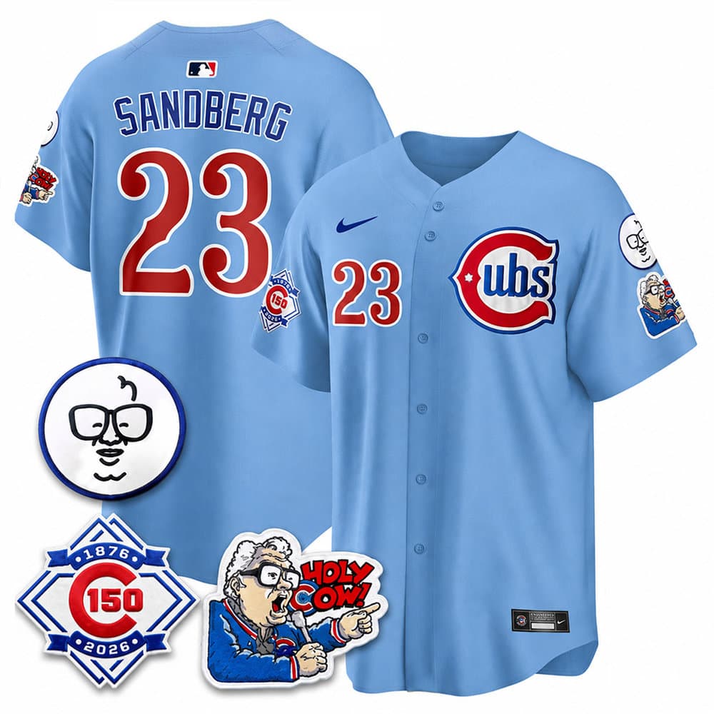 Youth Chicago Cubs #23 Ryne Sandberg Blue 150th Anniversary Stitched Baseball Jersey