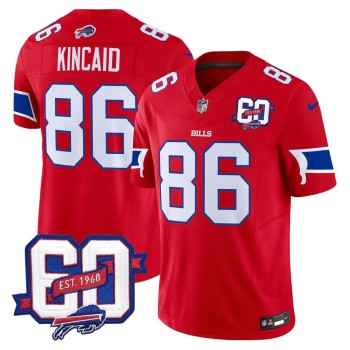 Youth Buffalo Bills #86 Dalton Kincaid Red 60th Anniversary Patch Vapor F.U.S.E. Limited Jersey