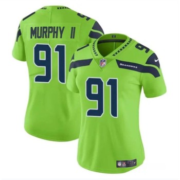 Women's Seattle Seahawks #91 Byron Murphy II 2024 Draft Green Vapor Limited Stitched Football Jersey(Run Small) Women's Seattle Seahawks #91 Byron Murphy II 2024 Draft Green Vapor Limited Stitched Football Jersey(Run Small)