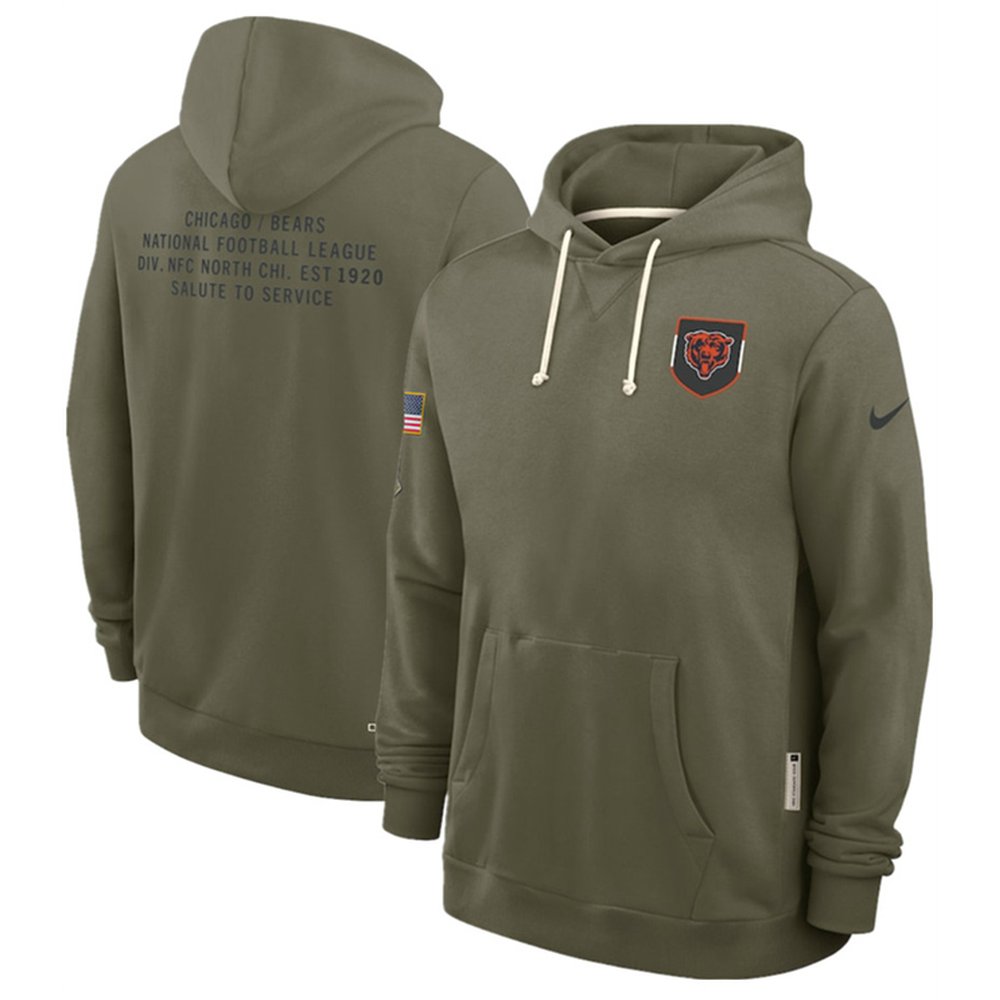 Men's Chicago Bears Olive 2025 Salute to Service Pullover Hoodie Men's Chicago Bears Olive 2025 Salute to Service Pullover Hoodie