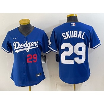 Women's Los Angeles Dodgers #29 Tarik Skubal Royal Cool Base Stitched Baseball Jersey