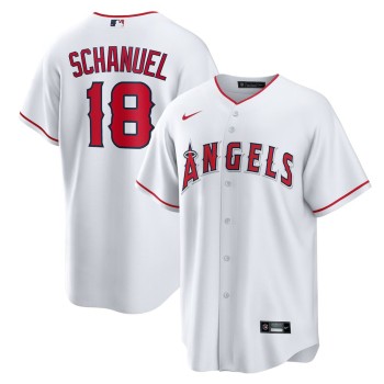 Men's Los Angeles Angels #18 Nolan Schanuel Nike White Home Replica Jersey Men's Los Angeles Angels #18 Nolan Schanuel Nike White Home Replica Jersey