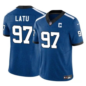 Men's Indianapolis Colts #97 Laiatu Latu Blue 2024 Draft F.U.S.E. Thowback Vapor Limited Stitched Football Jersey Men's Indianapolis Colts #97 Laiatu Latu Blue 2024 Draft F.U.S.E. Thowback Vapor Limited Stitched Football Jersey