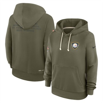 Women's Pittsburgh Steelers Olive 2025 Salute to Service Sideline Standard Issue Dri-FIT Hoodie(Run Small) Women's Pittsburgh Steelers Olive 2025 Salute to Service Sideline Standard Issue Dri-FIT Hoodie(Run Small)