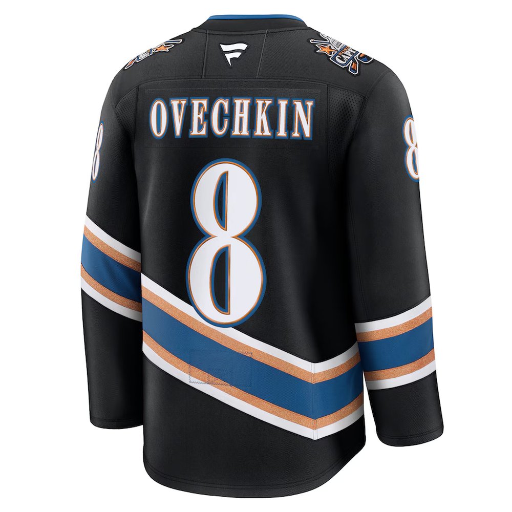 Men's Washington Capitals #8 Alexander Ovechkin Black Alternate 50th Anniversary Premium Jersey