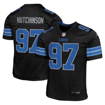 Youth Detroit Lions #97 Aidan Hutchinson Black Alternate Player Game Jersey Youth Detroit Lions #97 Aidan Hutchinson Black Alternate Player Game Jersey