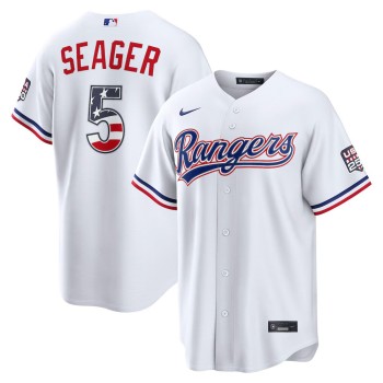 Men's Texas Rangers #5 Corey Seager Nike White USA 250 Fourth of July Home Stadium Jersey