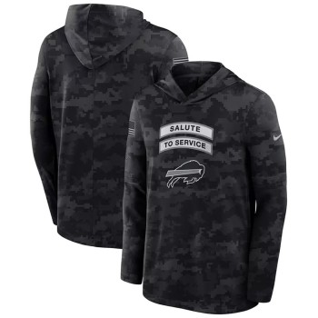 Men's Buffalo Bills Black 2026 Salute to Service Sideline Lightweight Dri-FIT Long Sleeve Top Hoodie