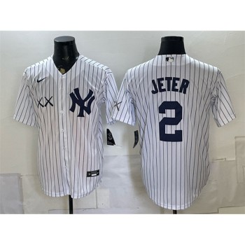 Men's New York Yankees x KAWS #2 Derek Jeter White Stadium Baseball Jersey