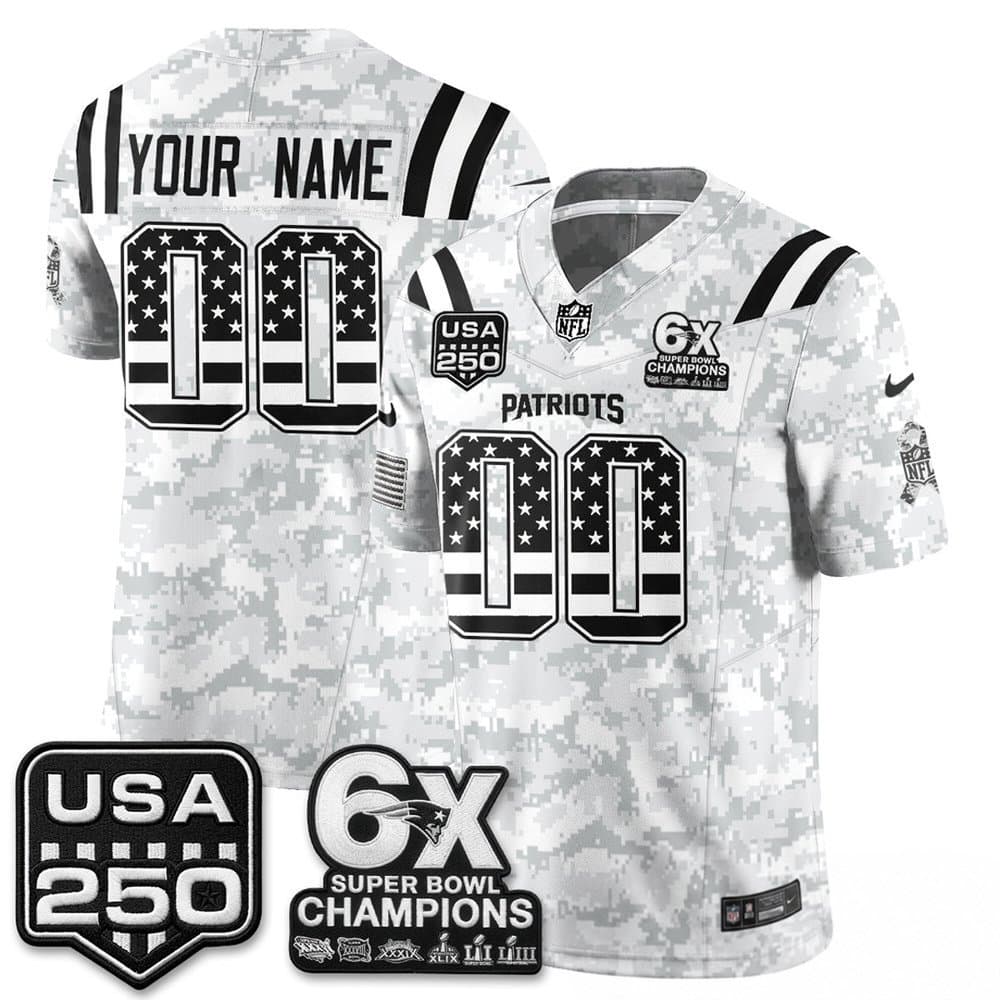 Men's New England Patriots Camo 2026 Salute to Service Vapor F.U.S.E. Limited Custom Jersey