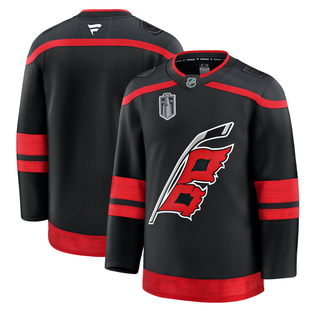 Men's Carolina Hurricanes Black 2026 Stanley Cup Final Home Premium Patch Jersey
