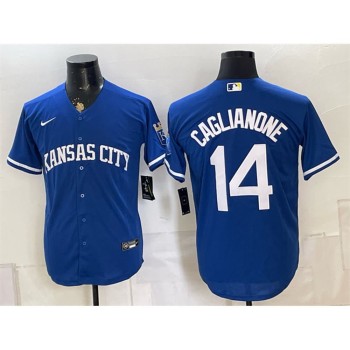 Men's Kansas City Royals #14 Jac Caglianone Royal Cool Base Stitched Baseball Jersey Men's Kansas City Royals #14 Jac Caglianone Royal Cool Base Stitched Baseball Jersey