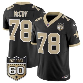 Men's New Orleans Saints #78 Erik McCoy Black 2026 60th Anniversary Patch Vapor F.U.S.E Limited Jersey