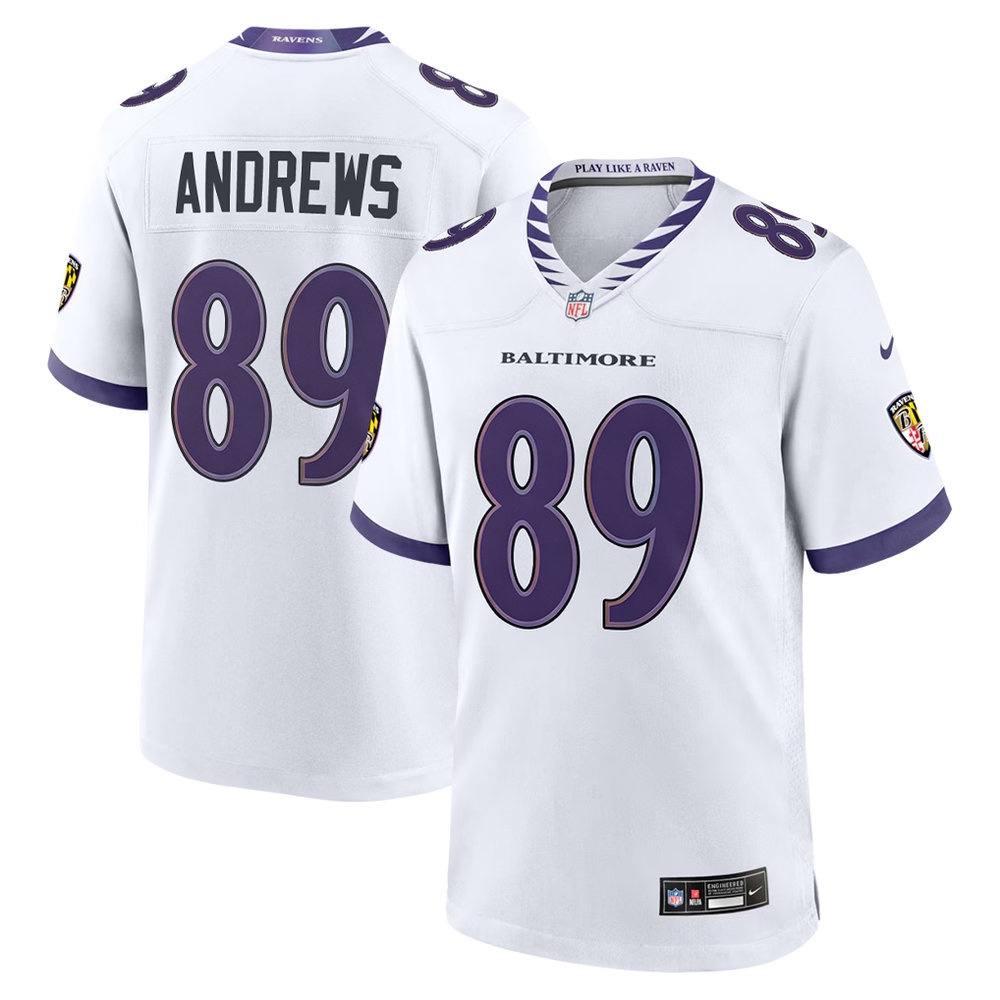 Men's Baltimore Ravens #89 Mark Andrews White Game Jersey
