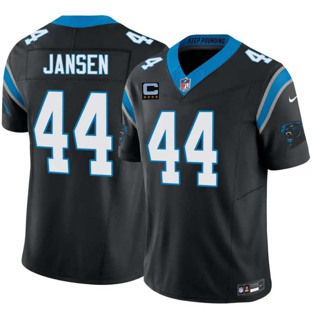 Men's Carolina Panthers #44 J. J. Jansen Black 2026 4-Star C Patch Vapor F.U.S.E. Limited Jersey