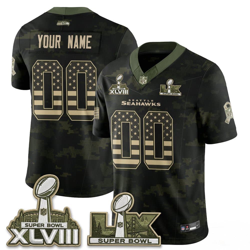 Men's Seattle Seahawks Camo 2026 Salute to Service Edition Vapor F.U.S.E. Limited Custom Jersey