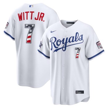 Men's Kansas City Royals #7 Bobby Witt Jr. Nike White 2026 All-Star Edition Stars & Stripes Stadium Jersey