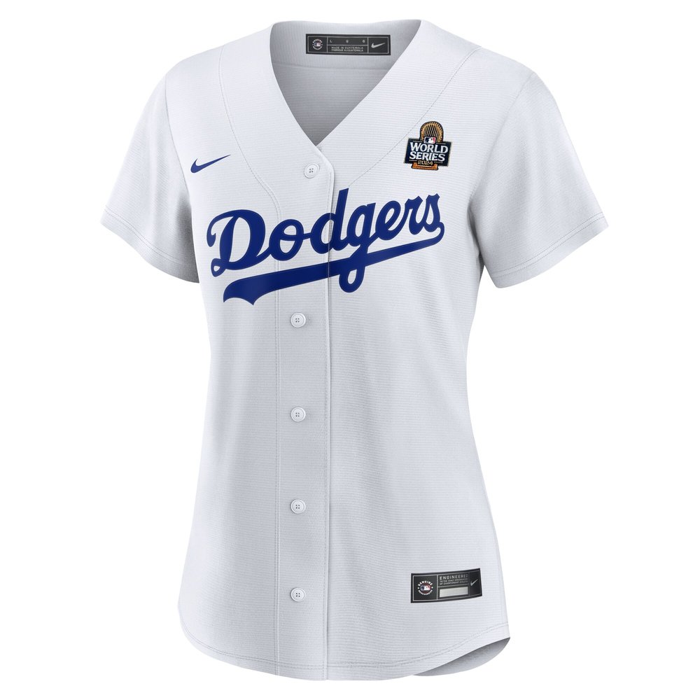 Women's Los Angeles Dodgers #50 Mookie Betts White 2024 World Series Home Home Replica Jersey Women's Los Angeles Dodgers #50 Mookie Betts White 2024 World Series Home Home Replica Jersey