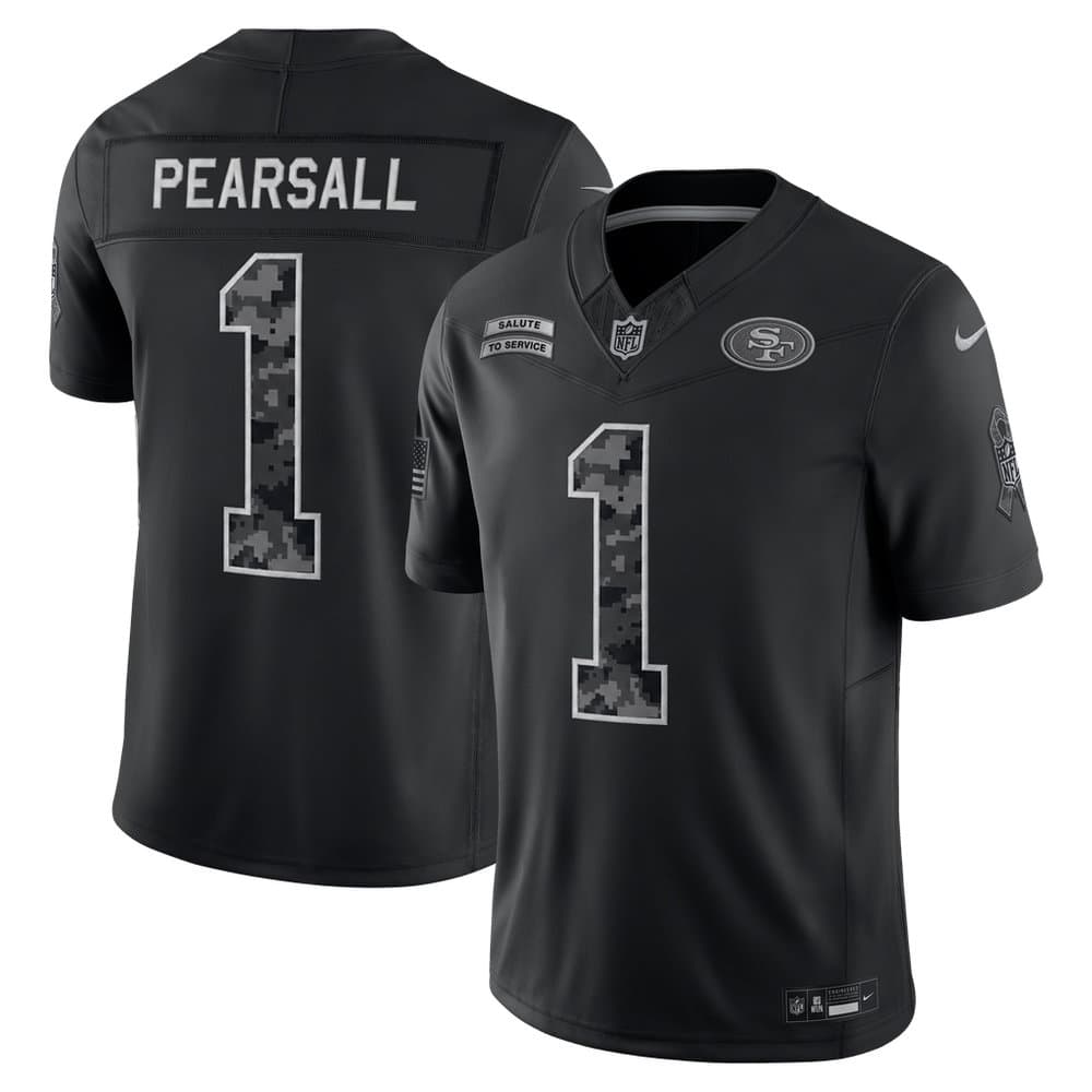 Men's San Francisco 49ers #1 Ricky Pearsall Nike Black 2026 Salute to Service Vapor F.U.S.E. Limited Jersey