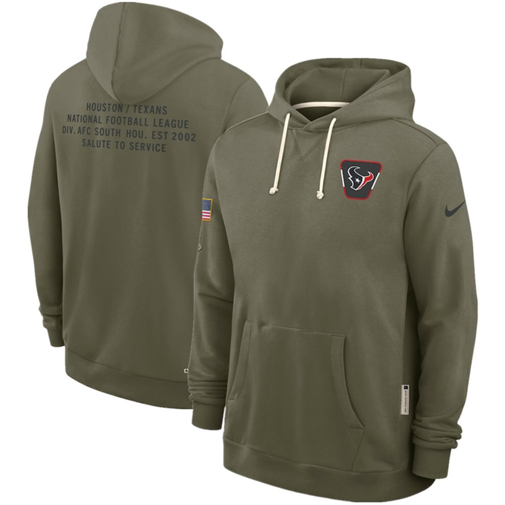 Men's Houston Texans Olive 2025 Salute to Service Pullover Hoodie Men's Houston Texans Olive 2025 Salute to Service Pullover Hoodie