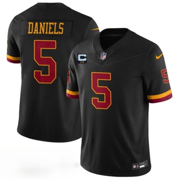 Men's Washington Commanders #5 Jayden Daniels Black With 2-Star C Patch Hail Raiser Alternate Vapor F.U.S.E. Limited Jersey Men's Washington Commanders #5 Jayden Daniels Black With 2-Star C Patch Hail Raiser Alternate Vapor F.U.S.E. Limited Jersey