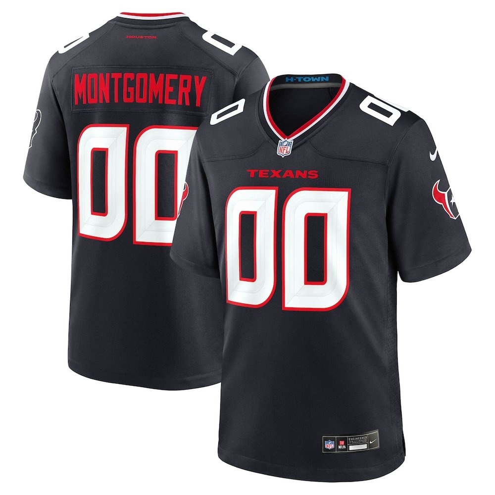 Men's Houston Texans #32 David Montgomery Navy Game Jersey