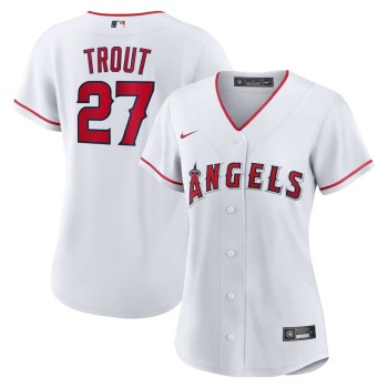 Women's Los Angeles Angels #27 Mike Trout Nike White Home Replica Player Jersey Women's Los Angeles Angels #27 Mike Trout Nike White Home Replica Player Jersey