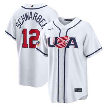 Men's USA Baseball #12 Kyle Schwarber White 2026 World Baseball Classic Home Stadium Jersey