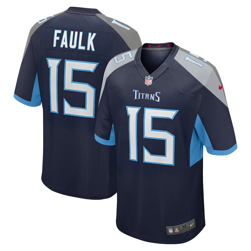 Youth Tennessee Titans #15 Keldric Faulk Navy 2026 NFL Draft Game Jersey