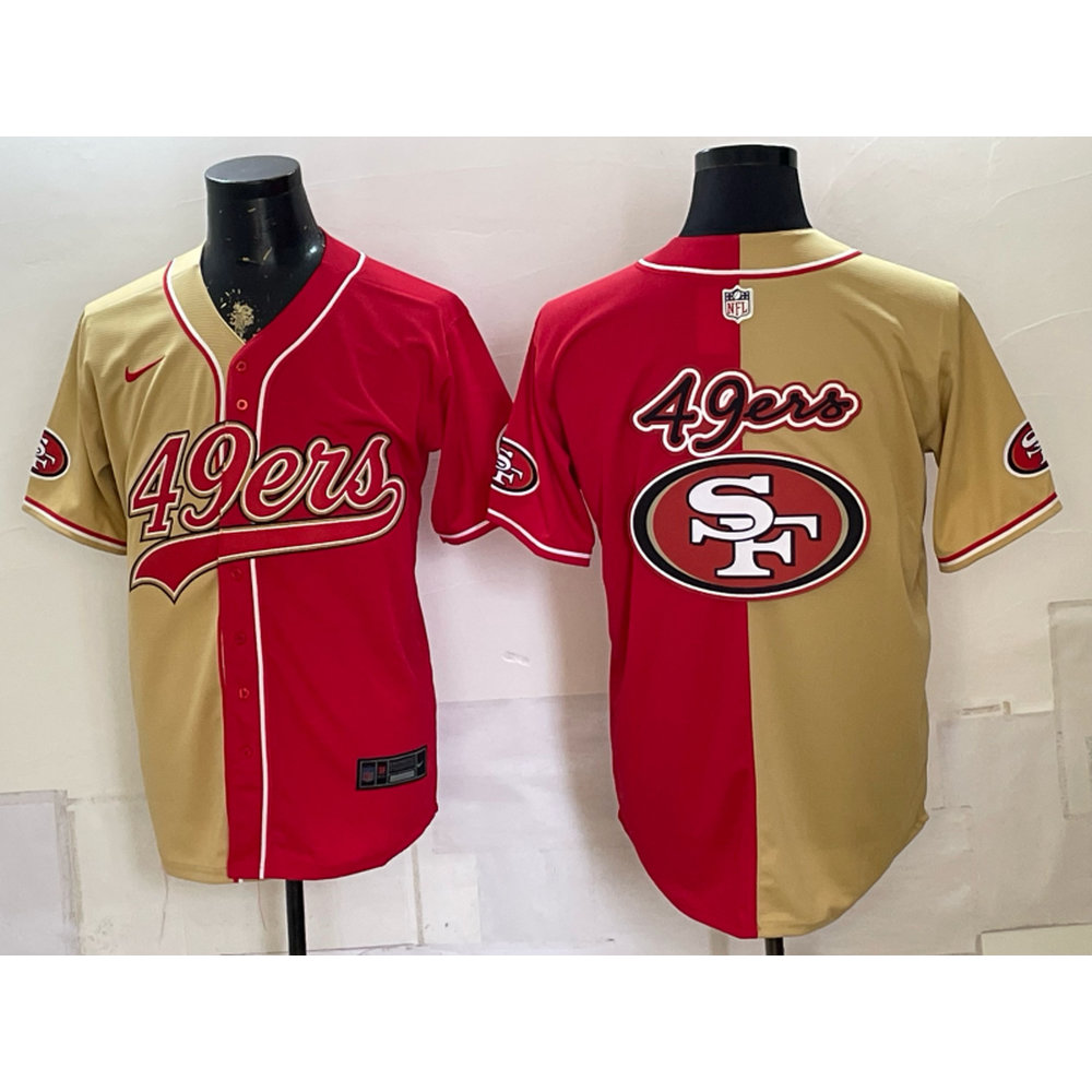 Men's San Francisco 49ers Red Split Cool Base Stitched Baseball Jersey