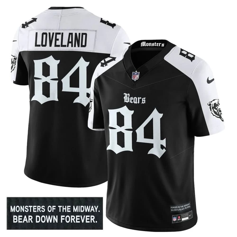 Men's Chicago Bears #84 Colston Loveland Black Alternate 'Gothic Monsters Edition' Vapor F.U.S.E. Limited Jersey