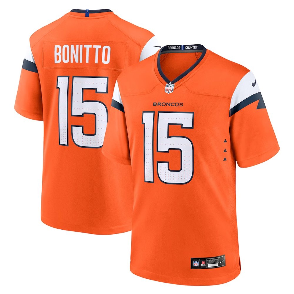 Men's Denver Broncos #15 Nik Bonitto Orange Team Game Jersey