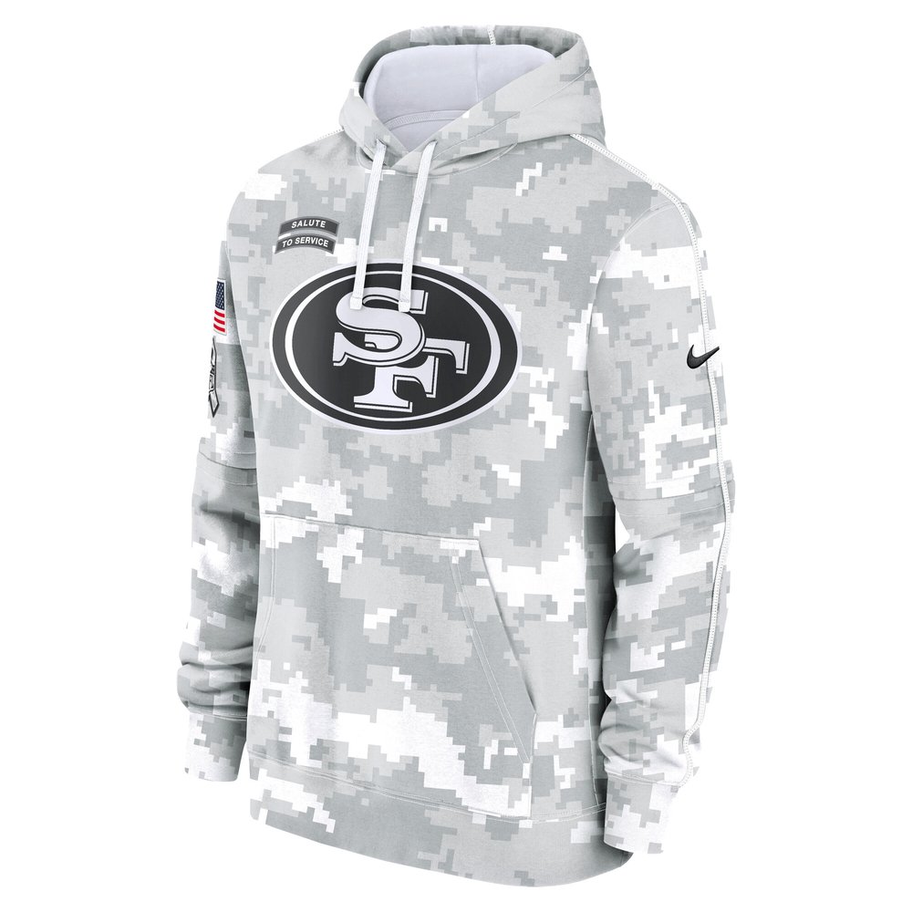Youth San Francisco 49ers White/Gray 2024 Salute To Service Pullover Hoodie
